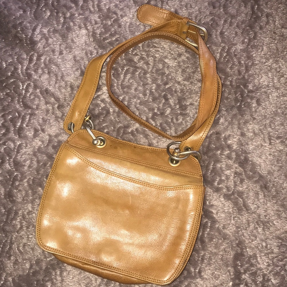 Ann Klein camel genuine leather crossbody bag